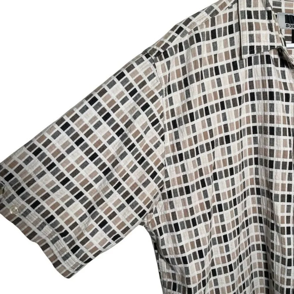 Southpole Shirt Men's XXL Textured Button Up Collared Short Sleeve Brown - Picture 4 of 9